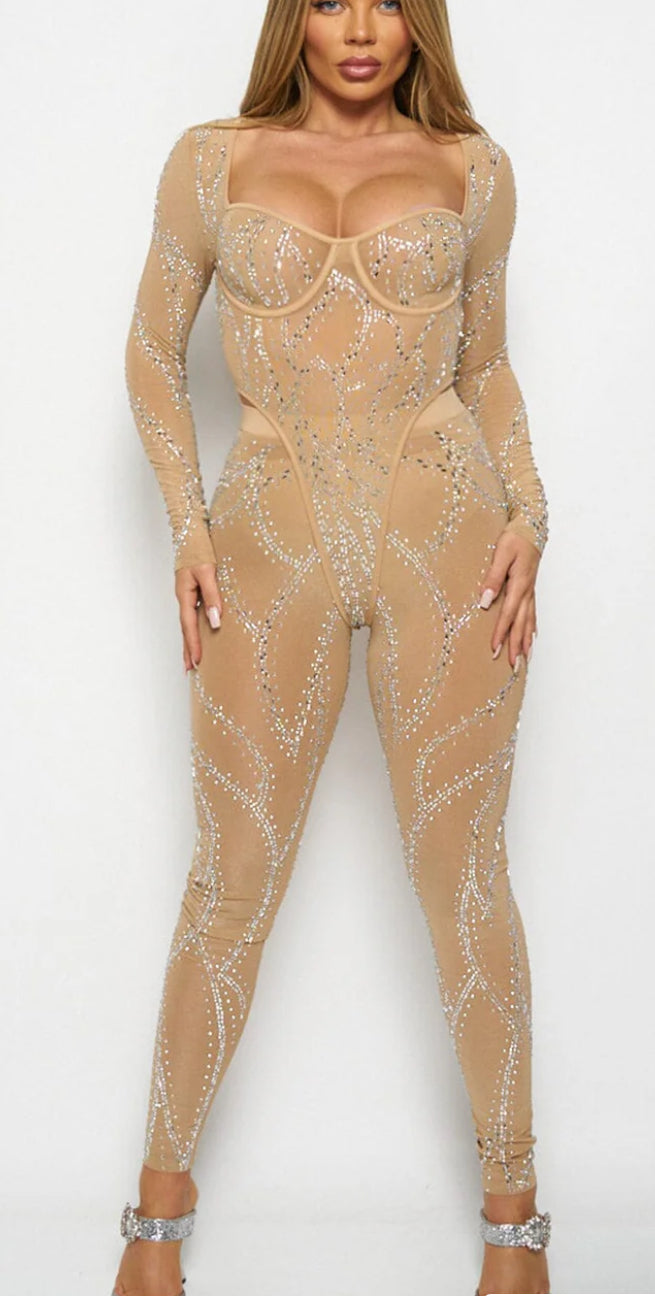 WOMEN'S LONG SLEEVE BODYSUIT & ELASTIC WAIST PANTS STUDS 3PC. SET