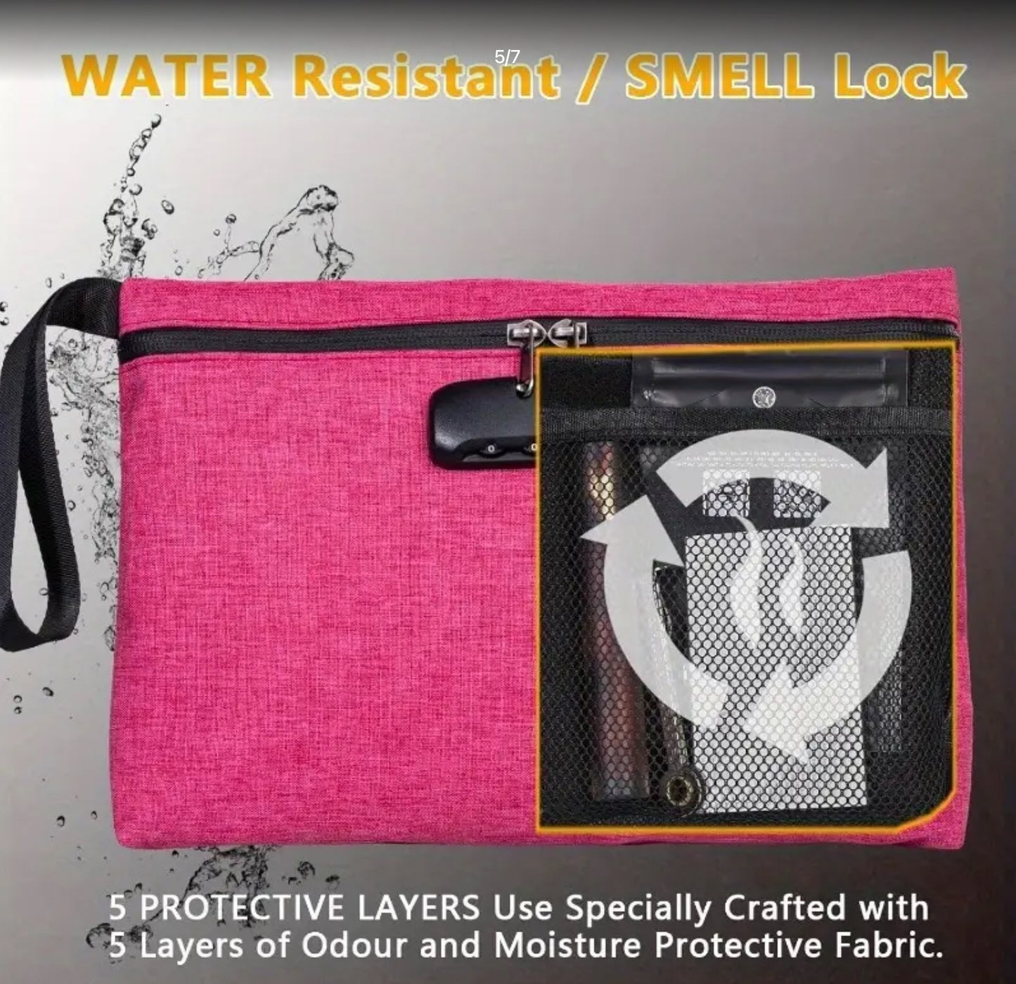 Smell Proof Bag Pink 7 Pcs