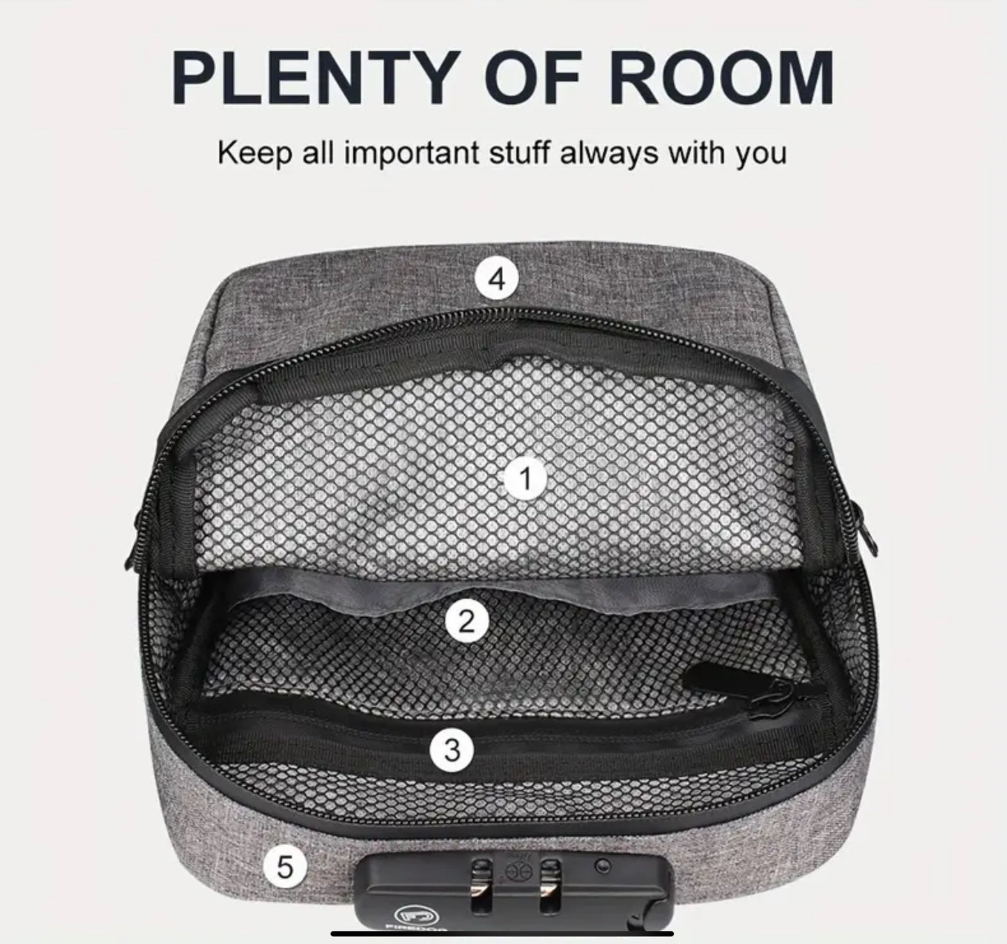 SMELL PROOF CROSSBODY GREY BAG