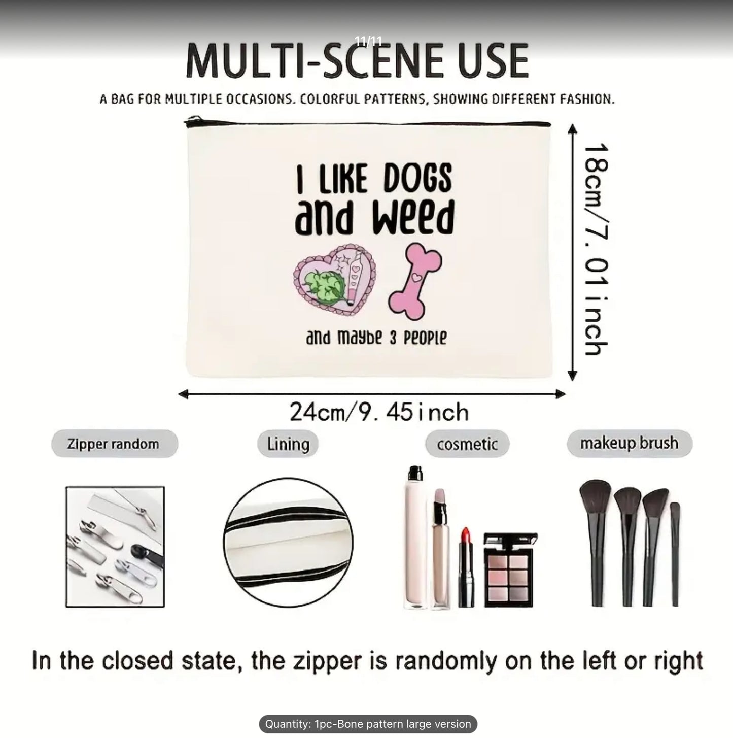 I Like Dogs & Weeds Makeup Bag
