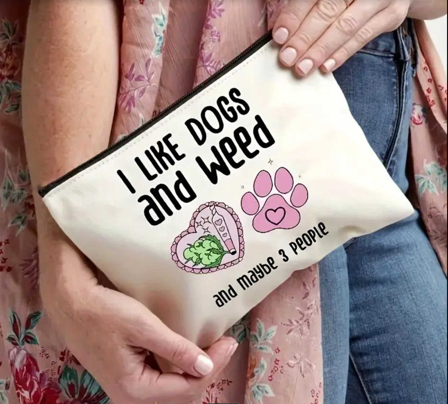 I Like Dogs & Weeds Makeup Bag
